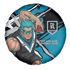 Port Adelaide Football Club Spare Tire Cover Power Muscular Mascot Graphic - Abstract Paint Splatter Art