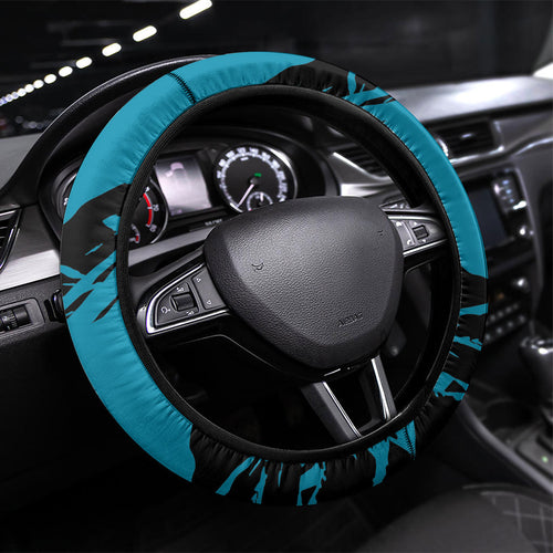 Port Adelaide Football Club Steering Wheel Cover Power Muscular Mascot Graphic - Abstract Paint Splatter Art