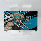 Port Adelaide Football Club Tablecloth Power Muscular Mascot Graphic - Abstract Paint Splatter Art