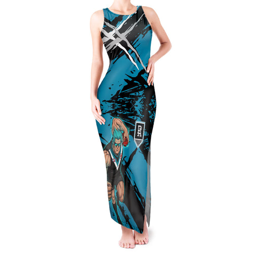 Port Adelaide Football Club Tank Maxi Dress Power Muscular Mascot Graphic - Abstract Paint Splatter Art
