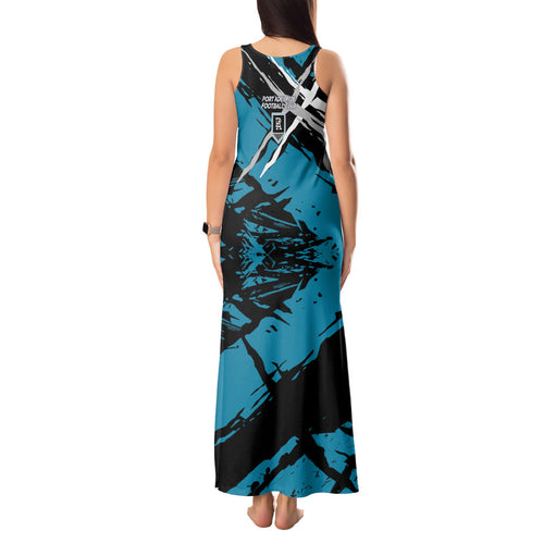 Port Adelaide Football Club Tank Maxi Dress Power Muscular Mascot Graphic - Abstract Paint Splatter Art