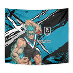 Port Adelaide Football Club Tapestry Power Muscular Mascot Graphic - Abstract Paint Splatter Art