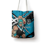 Port Adelaide Football Club Tote Bag Power Muscular Mascot Graphic - Abstract Paint Splatter Art