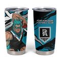 Port Adelaide Football Club Tumbler Cup Power Muscular Mascot Graphic - Abstract Paint Splatter Art