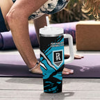 Port Adelaide Football Club Tumbler With Handle Power Muscular Mascot Graphic - Abstract Paint Splatter Art