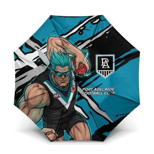 Port Adelaide Football Club Umbrella Power Muscular Mascot Graphic - Abstract Paint Splatter Art