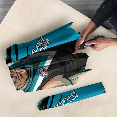 Port Adelaide Football Club Umbrella Power Muscular Mascot Graphic - Abstract Paint Splatter Art