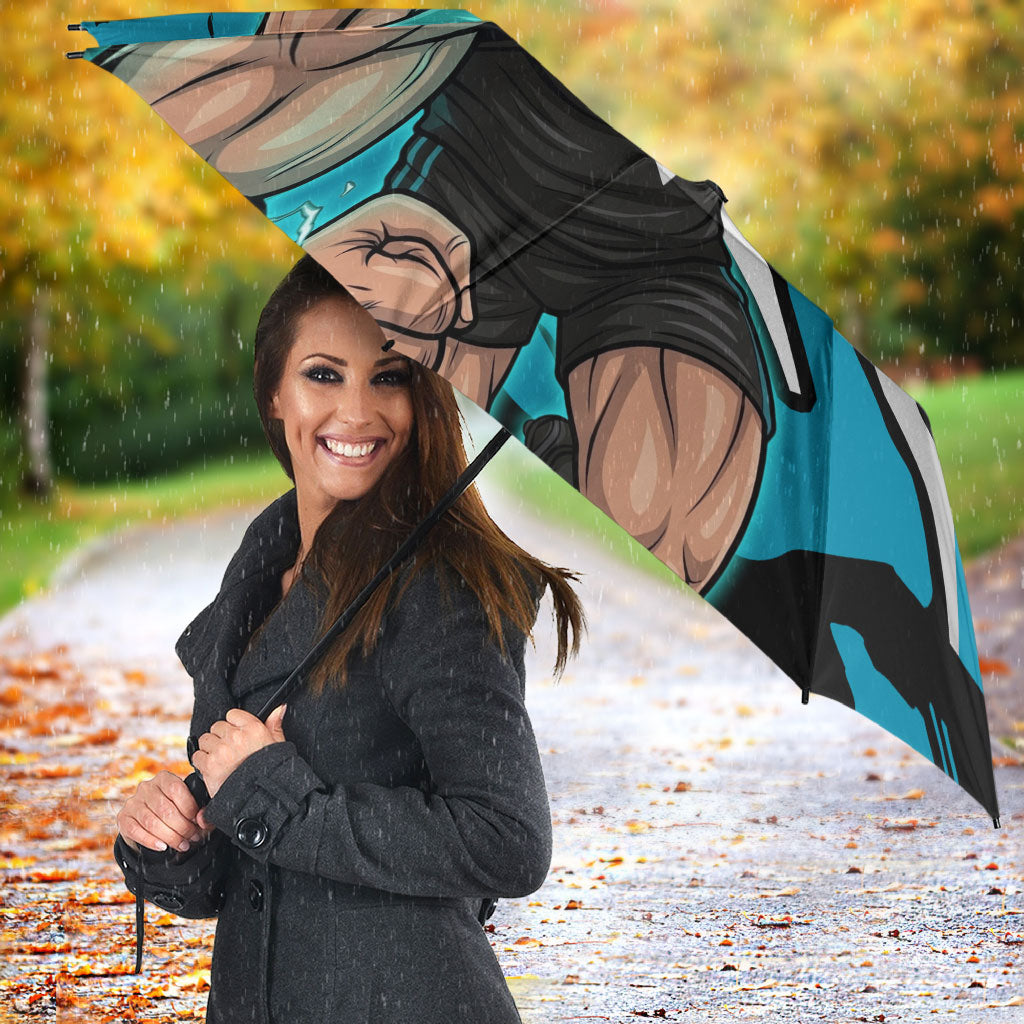 Port Adelaide Football Club Umbrella Power Muscular Mascot Graphic - Abstract Paint Splatter Art