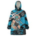 Port Adelaide Football Club Wearable Blanket Hoodie Power Muscular Mascot Graphic - Abstract Paint Splatter Art