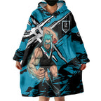 Port Adelaide Football Club Wearable Blanket Hoodie Power Muscular Mascot Graphic - Abstract Paint Splatter Art