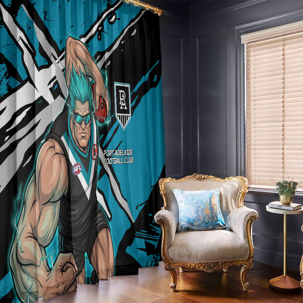 Port Adelaide Football Club Window Curtain Power Muscular Mascot Graphic - Abstract Paint Splatter Art