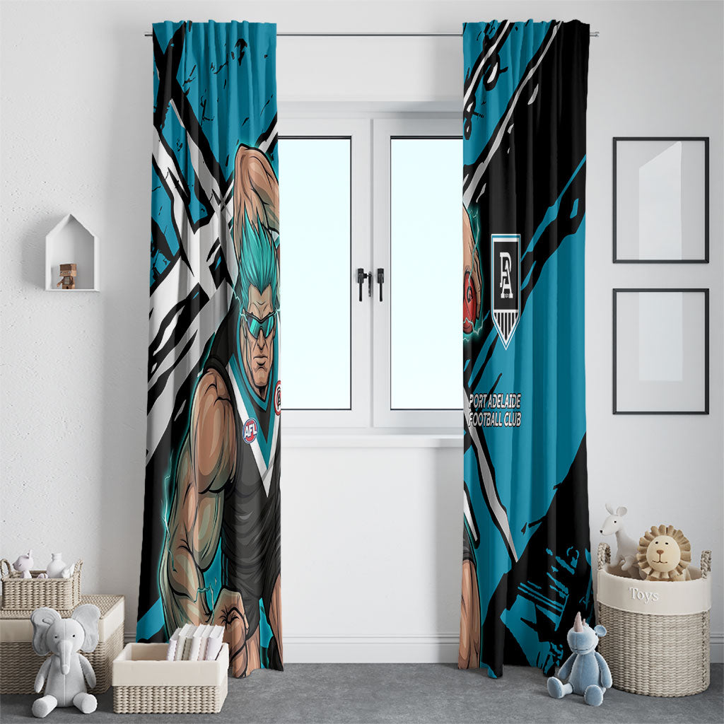 Port Adelaide Football Club Window Curtain Power Muscular Mascot Graphic - Abstract Paint Splatter Art