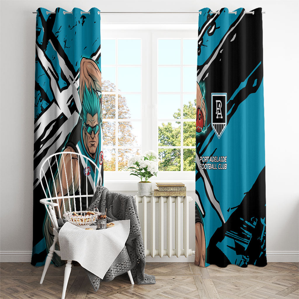 Port Adelaide Football Club Window Curtain Power Muscular Mascot Graphic - Abstract Paint Splatter Art