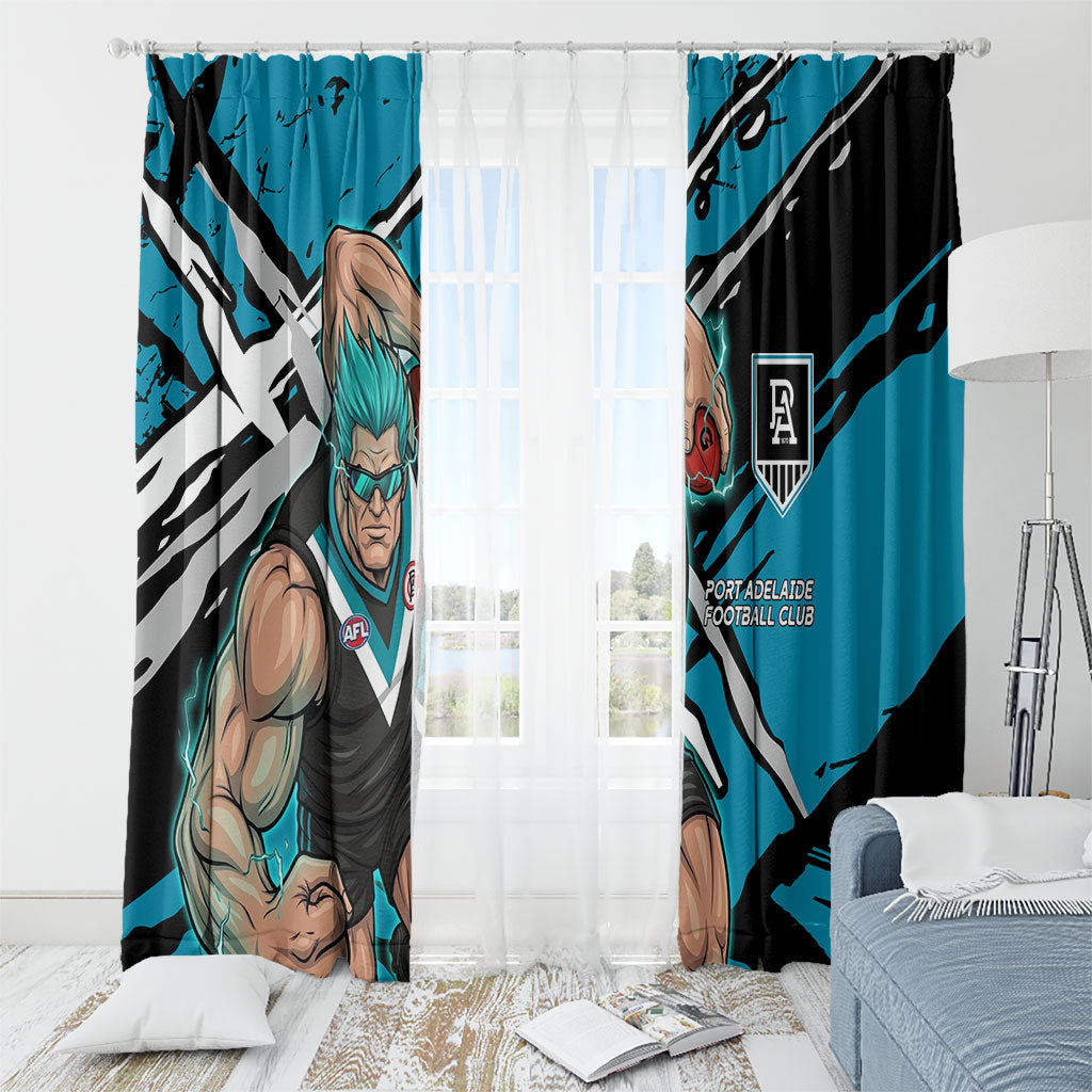 Port Adelaide Football Club Window Curtain Power Muscular Mascot Graphic - Abstract Paint Splatter Art