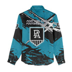 Port Adelaide Football Club Women Casual Shirt Power Muscular Mascot Graphic - Abstract Paint Splatter Art