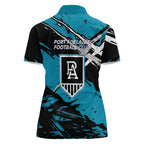 Port Adelaide Football Club Women Polo Shirt Power Muscular Mascot Graphic - Abstract Paint Splatter Art