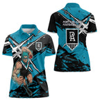 Port Adelaide Football Club Women Polo Shirt Power Muscular Mascot Graphic - Abstract Paint Splatter Art