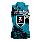 Port Adelaide Football Club Women Sleeveless Polo Shirt Power Muscular Mascot Graphic - Abstract Paint Splatter Art