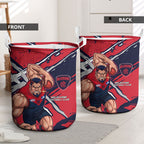 Melbourne Football Club Laundry Basket Demons Muscular Mascot Graphic - Abstract Paint Splatter Art