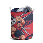 Melbourne Football Club Laundry Basket Demons Muscular Mascot Graphic - Abstract Paint Splatter Art