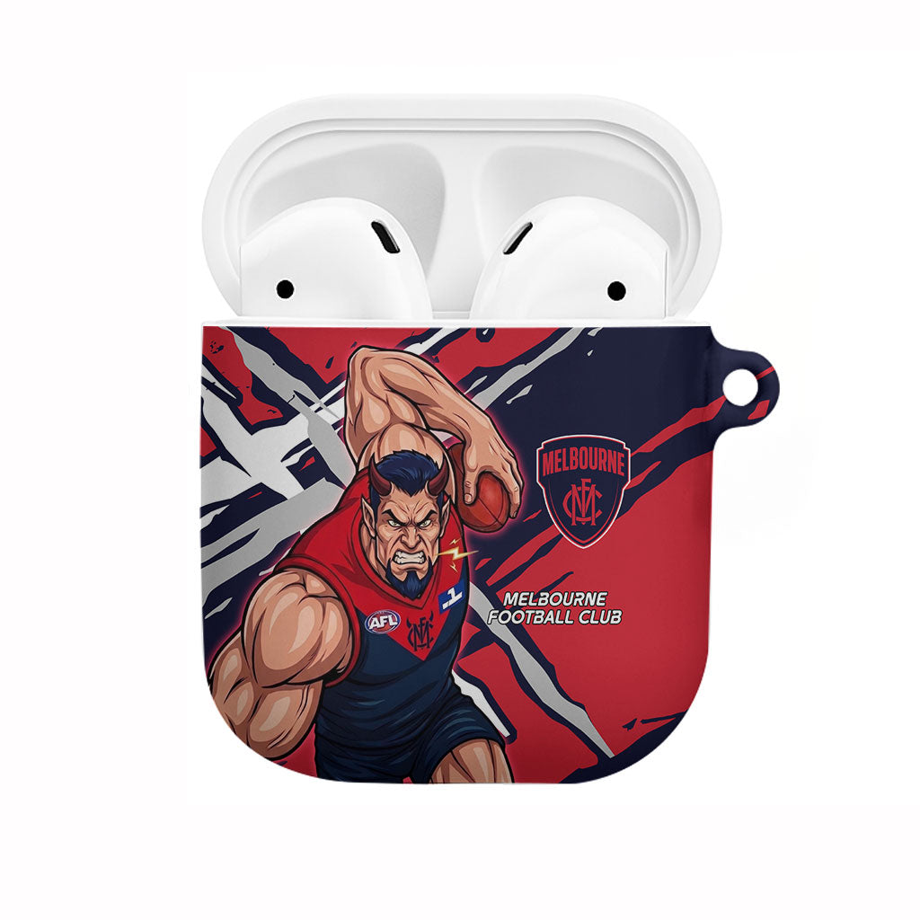 Melbourne Football Club AirPods Case Demons Muscular Mascot Graphic - Abstract Paint Splatter Art