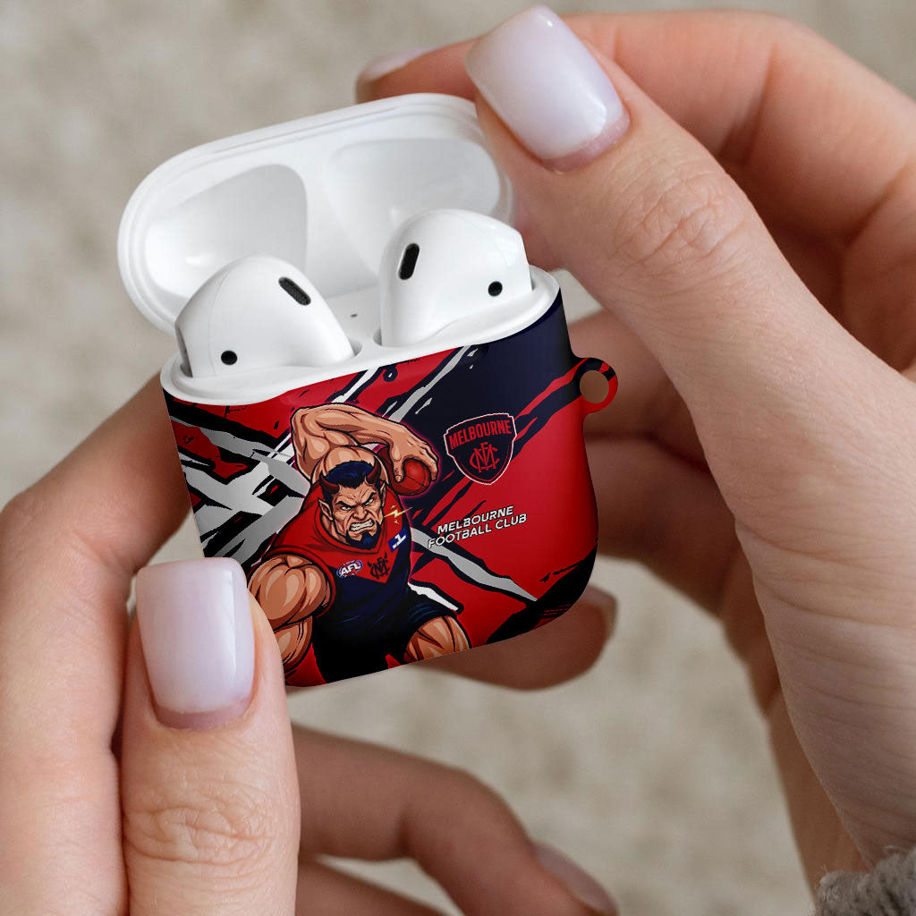 Melbourne Football Club AirPods Case Demons Muscular Mascot Graphic - Abstract Paint Splatter Art