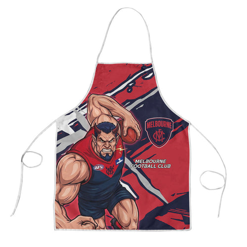 Melbourne Football Club Apron Demons Muscular Mascot Graphic - Abstract Paint Splatter Art