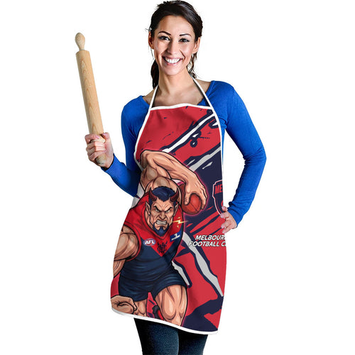 Melbourne Football Club Apron Demons Muscular Mascot Graphic - Abstract Paint Splatter Art