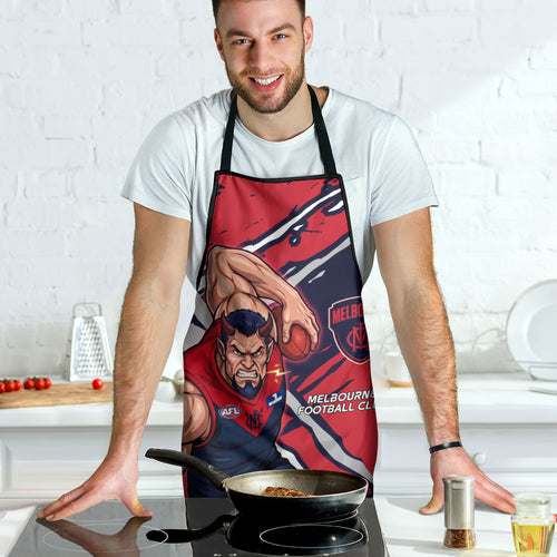 Melbourne Football Club Apron Demons Muscular Mascot Graphic - Abstract Paint Splatter Art