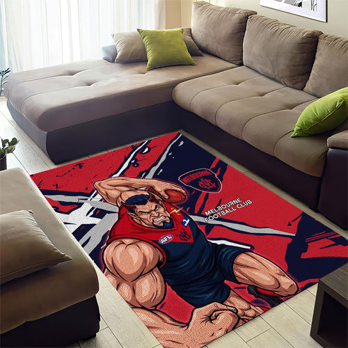 Melbourne Football Club Area Rug Demons Muscular Mascot Graphic - Abstract Paint Splatter Art