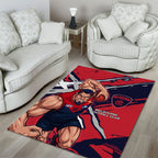 Melbourne Football Club Area Rug Demons Muscular Mascot Graphic - Abstract Paint Splatter Art