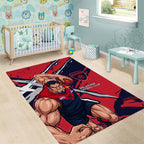 Melbourne Football Club Area Rug Demons Muscular Mascot Graphic - Abstract Paint Splatter Art