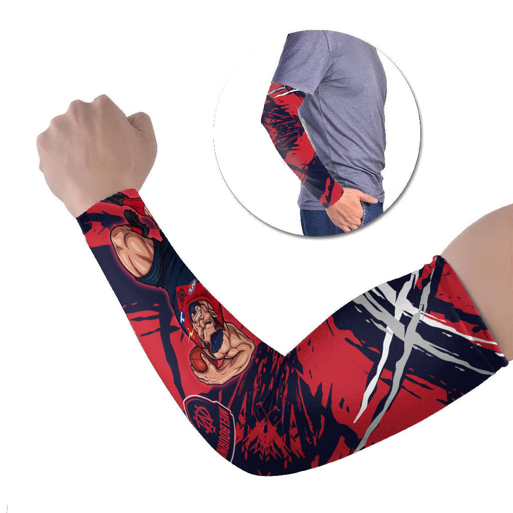 Melbourne Football Club Arm Sleeves Demons Muscular Mascot Graphic - Abstract Paint Splatter Art