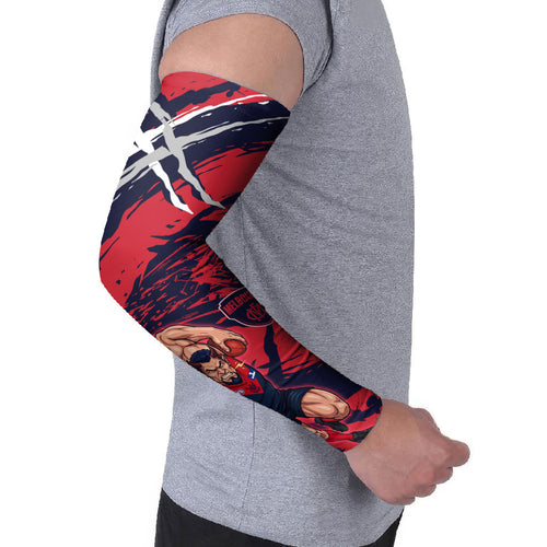 Melbourne Football Club Arm Sleeves Demons Muscular Mascot Graphic - Abstract Paint Splatter Art