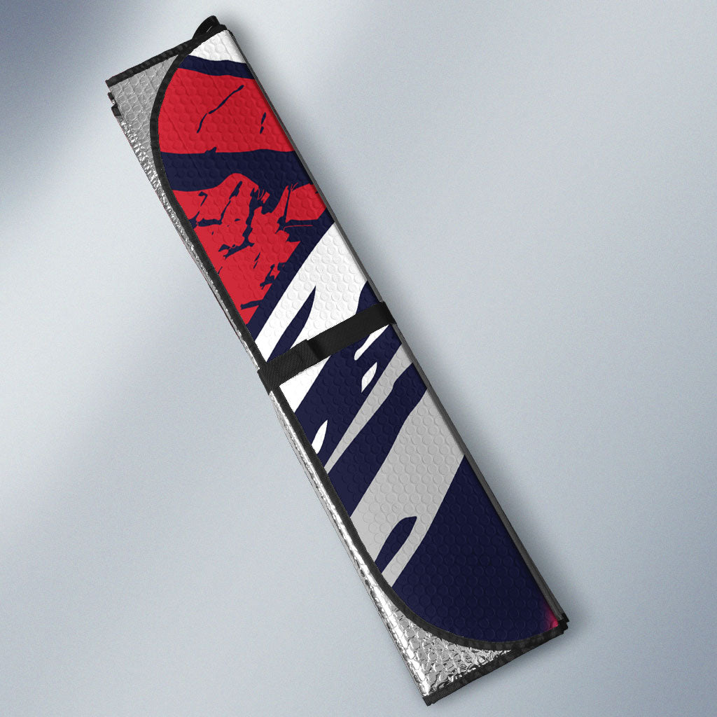 Melbourne Football Club Auto Sun Shade Demons Muscular Mascot Graphic - Abstract Paint Splatter Art