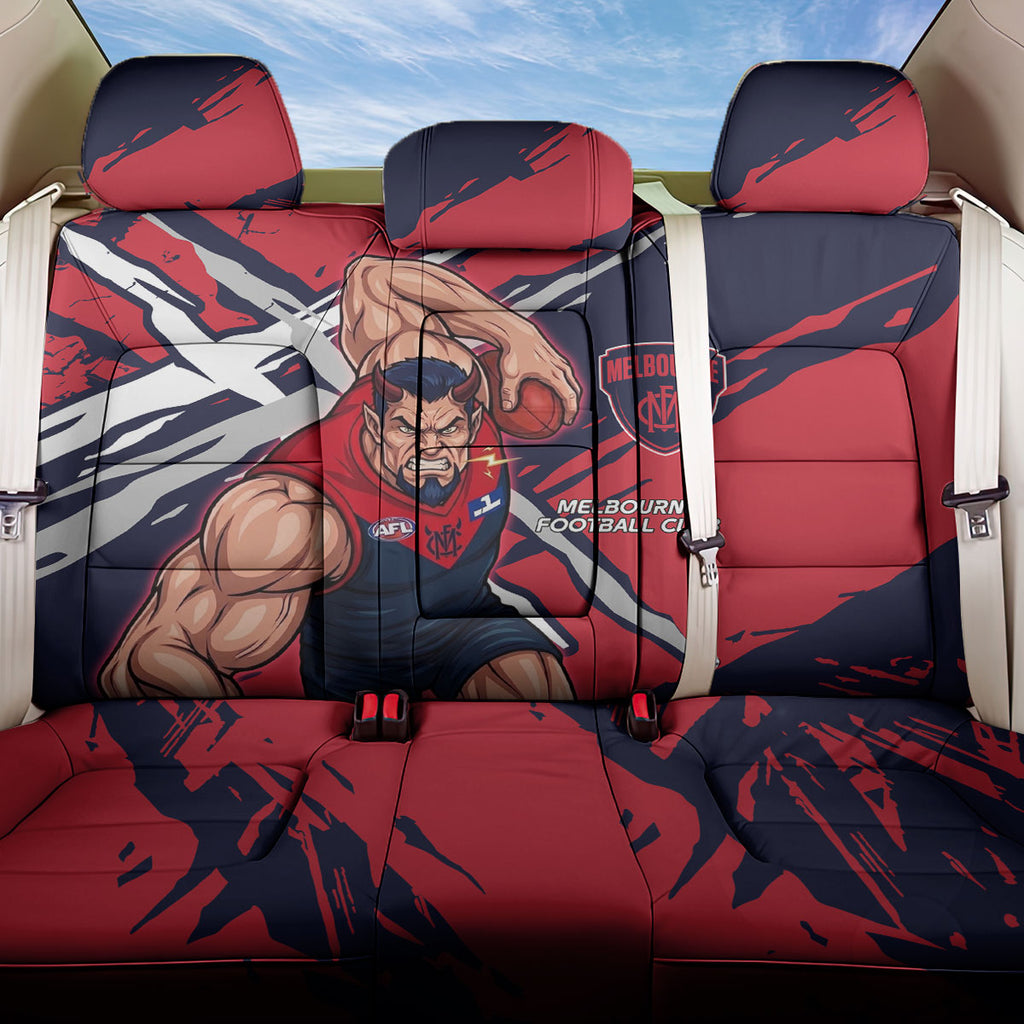 Melbourne Football Club Back Car Seat Cover Demons Muscular Mascot Graphic - Abstract Paint Splatter Art