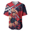 Melbourne Football Club Baseball Jersey Demons Muscular Mascot Graphic - Abstract Paint Splatter Art