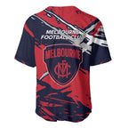 Melbourne Football Club Baseball Jersey Demons Muscular Mascot Graphic - Abstract Paint Splatter Art