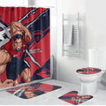 Melbourne Football Club Bathroom Set Demons Muscular Mascot Graphic - Abstract Paint Splatter Art