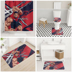 Melbourne Football Club Bathroom Set Demons Muscular Mascot Graphic - Abstract Paint Splatter Art