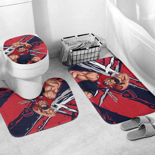 Melbourne Football Club Bathroom Set Demons Muscular Mascot Graphic - Abstract Paint Splatter Art