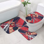 Melbourne Football Club Bathroom Set Demons Muscular Mascot Graphic - Abstract Paint Splatter Art