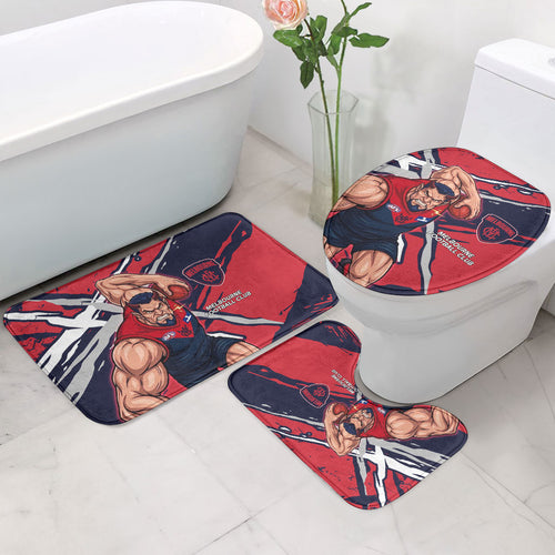Melbourne Football Club Bathroom Set Demons Muscular Mascot Graphic - Abstract Paint Splatter Art