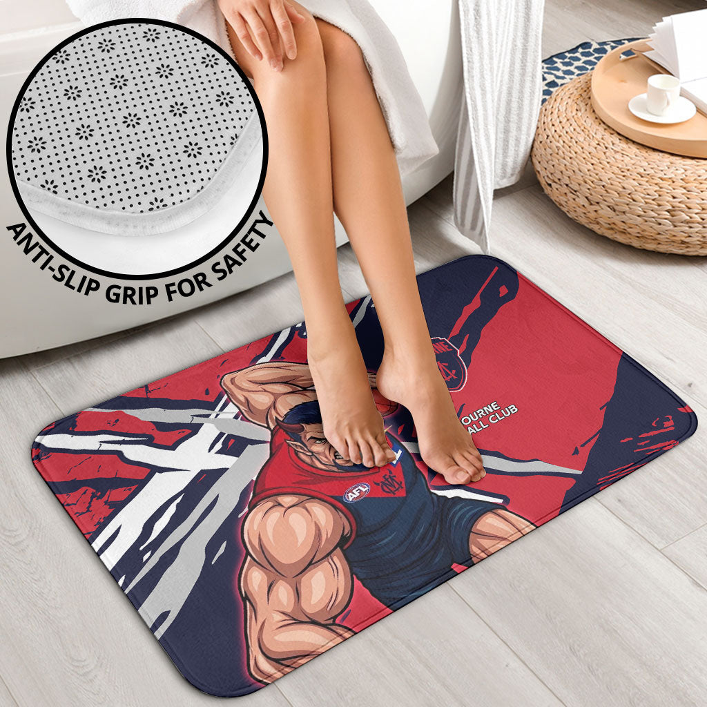 Melbourne Football Club Bathroom Set Demons Muscular Mascot Graphic - Abstract Paint Splatter Art