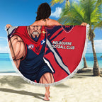 Melbourne Football Club Beach Blanket Demons Muscular Mascot Graphic - Abstract Paint Splatter Art