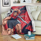 Melbourne Football Club Blanket Demons Muscular Mascot Graphic - Abstract Paint Splatter Art