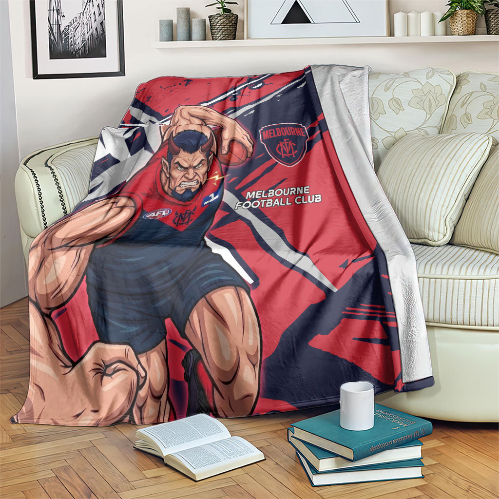 Melbourne Football Club Blanket Demons Muscular Mascot Graphic - Abstract Paint Splatter Art