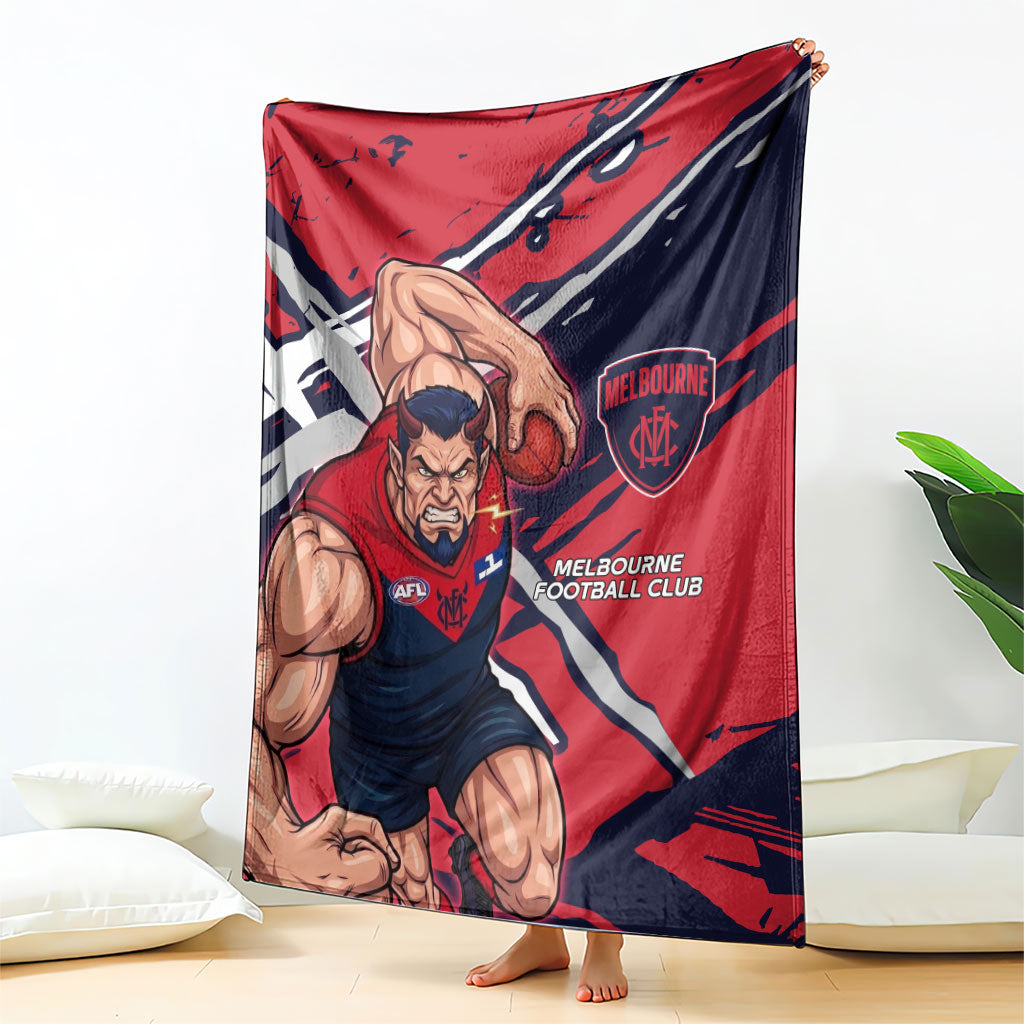 Melbourne Football Club Blanket Demons Muscular Mascot Graphic - Abstract Paint Splatter Art