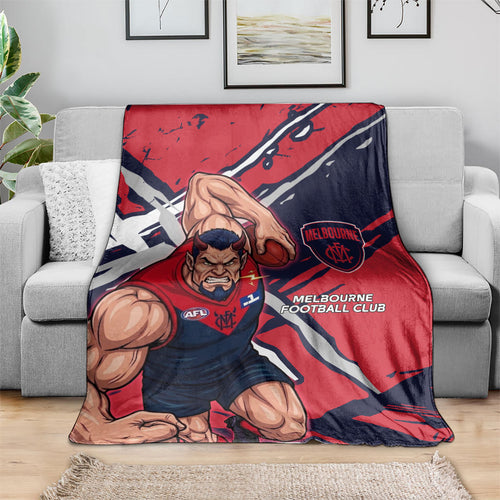 Melbourne Football Club Blanket Demons Muscular Mascot Graphic - Abstract Paint Splatter Art