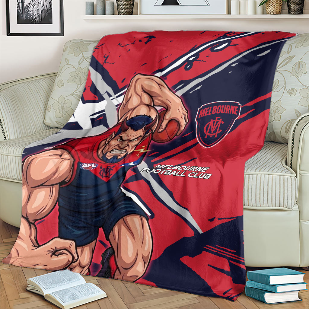 Melbourne Football Club Blanket Demons Muscular Mascot Graphic - Abstract Paint Splatter Art